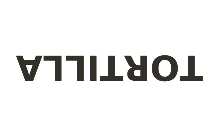 Acertijo visual con respuesta: la palabra TORTILLA girada media vuelta, con las letras invertidas