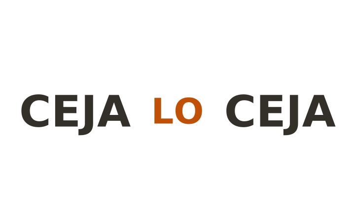 Acertijo visual con respuesta: la palabra LO en naranja colocada entre dos palabras CEJA