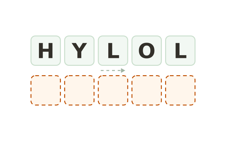Christmas word scramble: the letters H, Y, L, O and L on five tiles above five empty answer boxes.