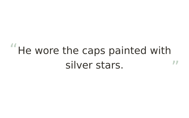 Printable brain teaser hidden word puzzle: the sentence He wore the caps painted with silver stars.