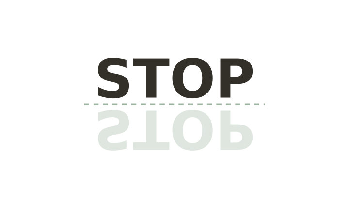 Printable brain teaser mirror word: the word STOP printed above its faded reflection.