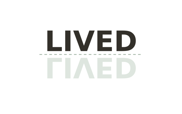 Printable brain teaser mirror word: the word LIVED printed above its faded reflection.