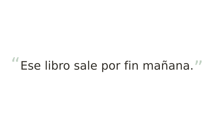 Palabra escondida imprimible: la frase Ese libro sale por fin mañana.